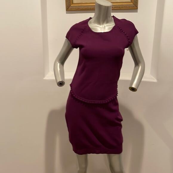 French Connection Short Sleeve Knit Dress Lace Insert Size 12 - Picture 2 of 14